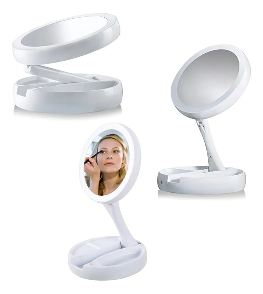 Espejo Con Luz Led Para Maquillaje Plegable