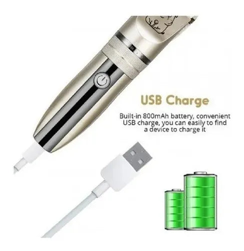 Maquina Cortadora De Pelo Para Perros Gatos Recargable / P.o Dorada