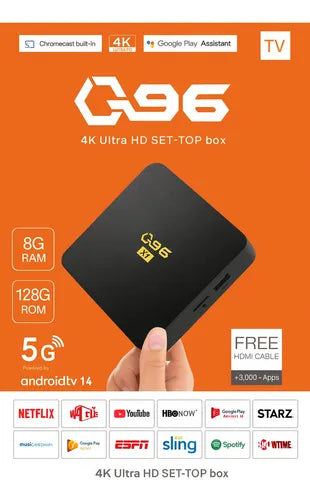 Tv Box Q96 4k Android Tv Box Android 4k Ultra Hd Wifi Con Magic Tv Streaming Multimedia Control Remoto Incluido Compatible Netflix Youtube Iptv Películas Series Deporte Rápido Fluido Estable